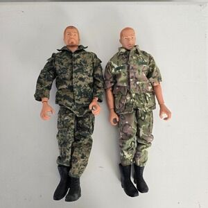 Lot of 2 G.I. Joe 12" Figures Hasbro US Marines Digital Camo Woodland Military